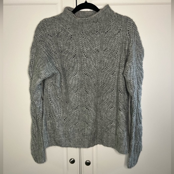 J. Crew pointelle Cableknit sweater alpaca blend - Picture 2 of 10
